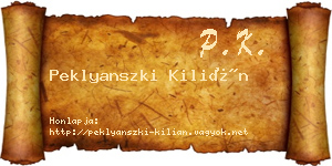 Peklyanszki Kilián névjegykártya